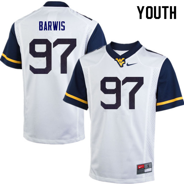 Youth #97 Connor Barwis West Virginia Mountaineers College Football Jerseys Sale-White